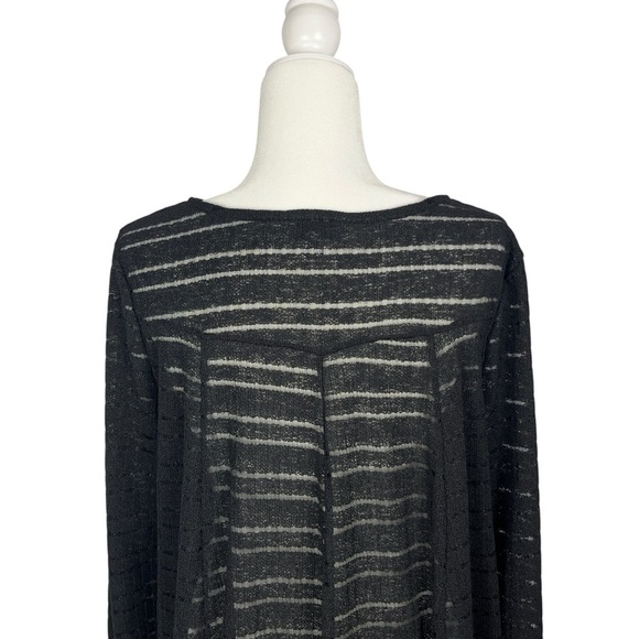 Semi Sheer Black Striped Knit High-Low Long Sleeve Tunic Top Australian Design L - Picture 7 of 7